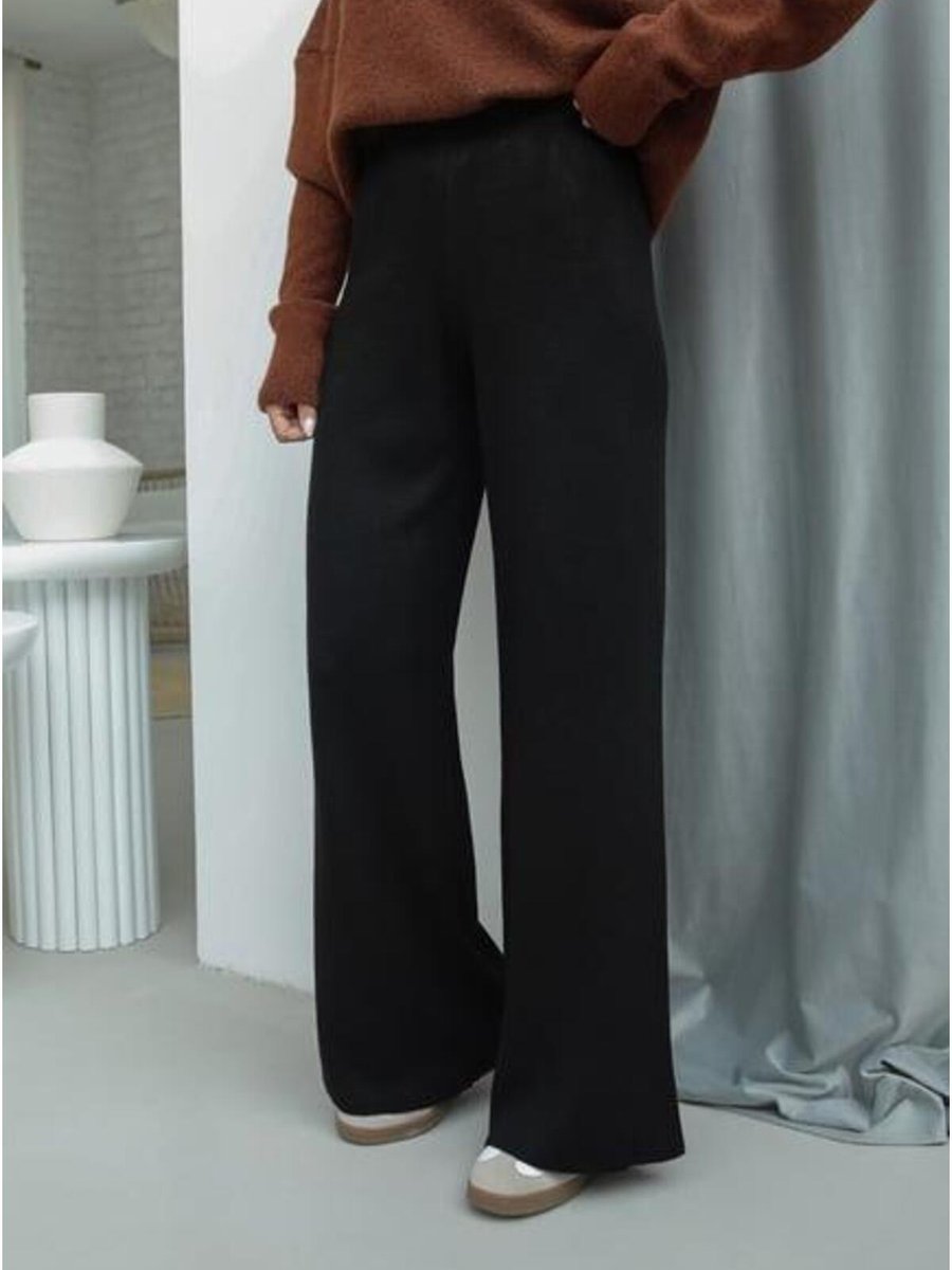 Asel Fashion Triko Pantolon Çelik Örme Siyah