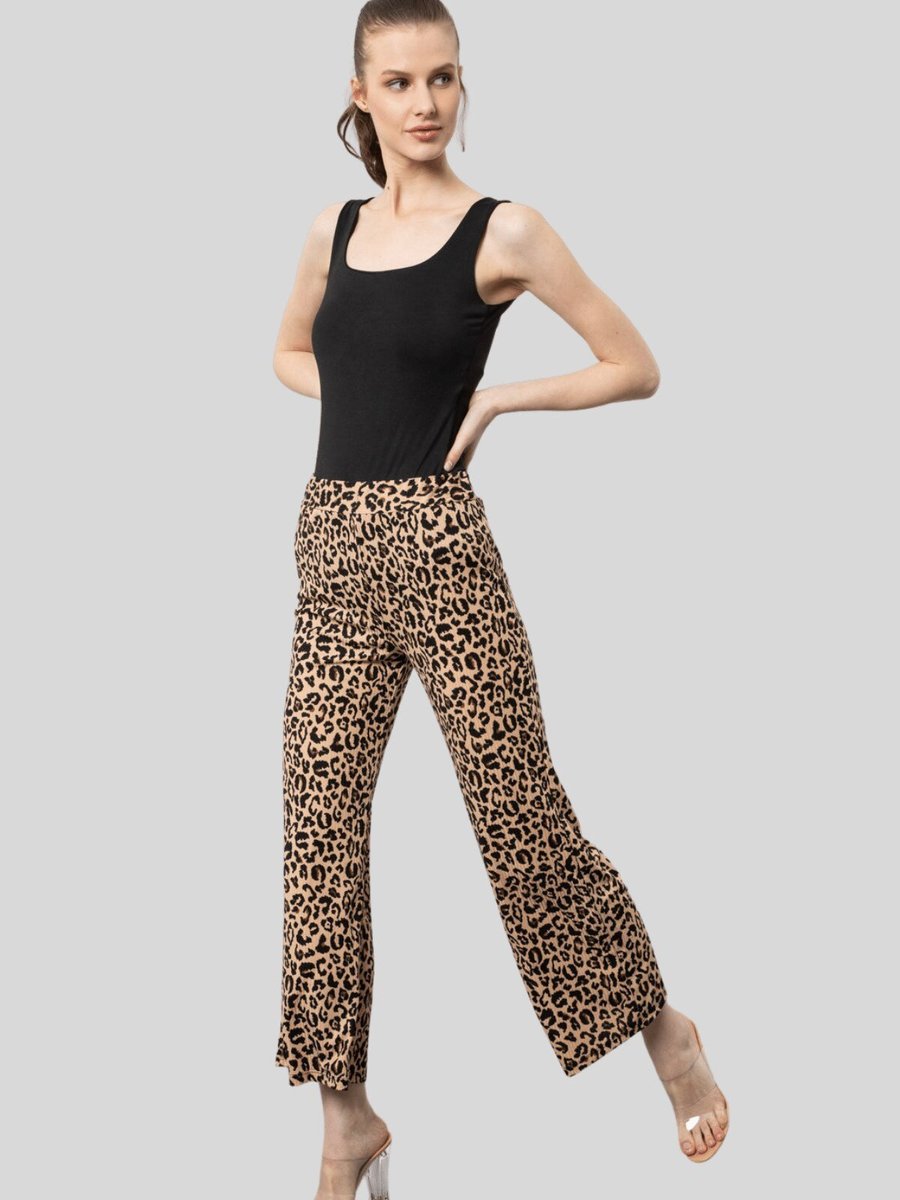 Butik Buruç Leopar İspanyol Paça Pantolon