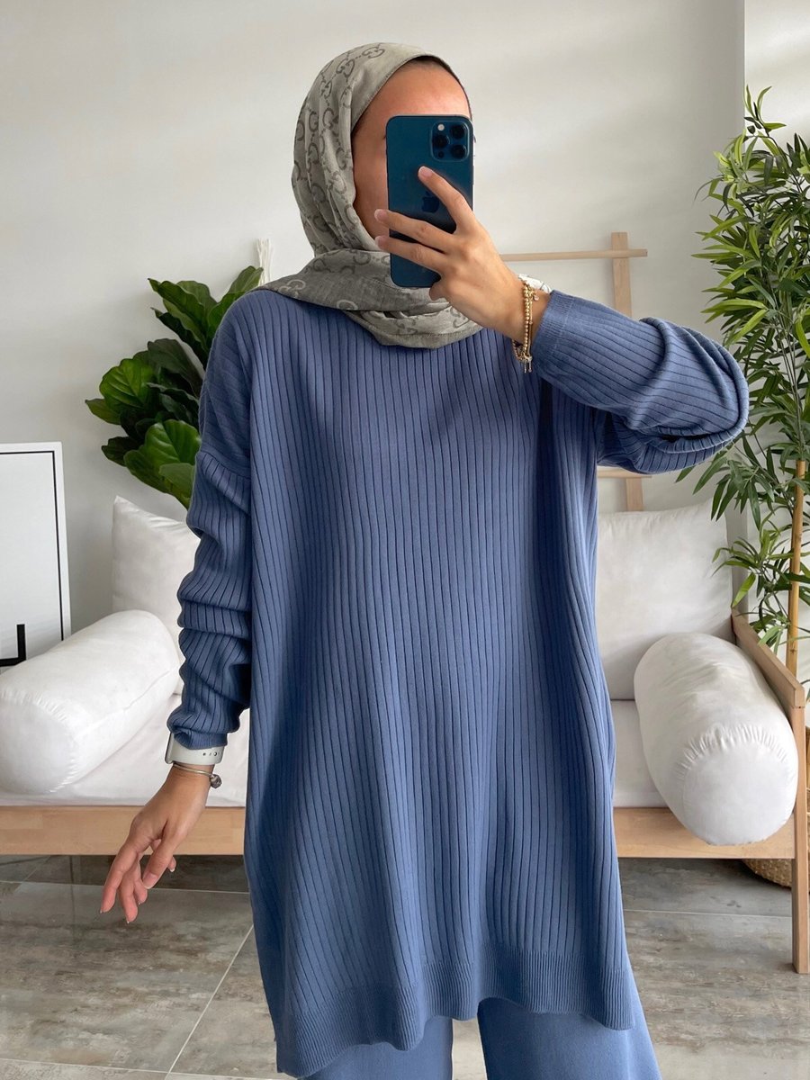 Ka Hijab Anje Triko Tunik İndigo Mavi
