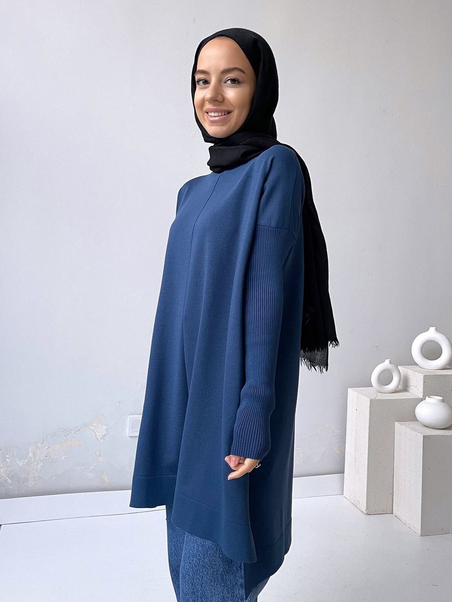 Ka Hijab Mira Merserize Tunik Petrol Mavi