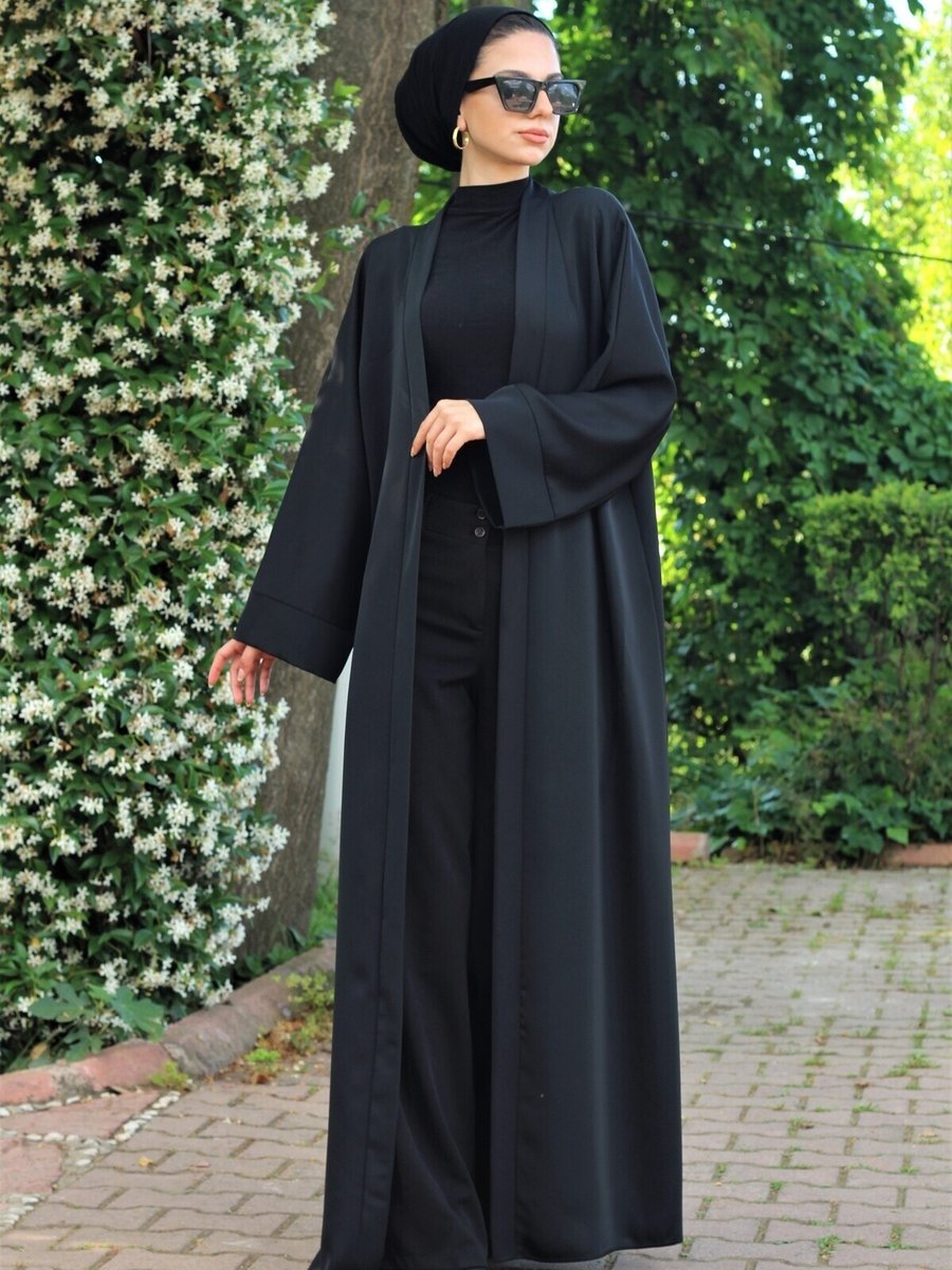 Gabra Tod Krep Kumaş, Düz Siyah Renk,abaya Ferace