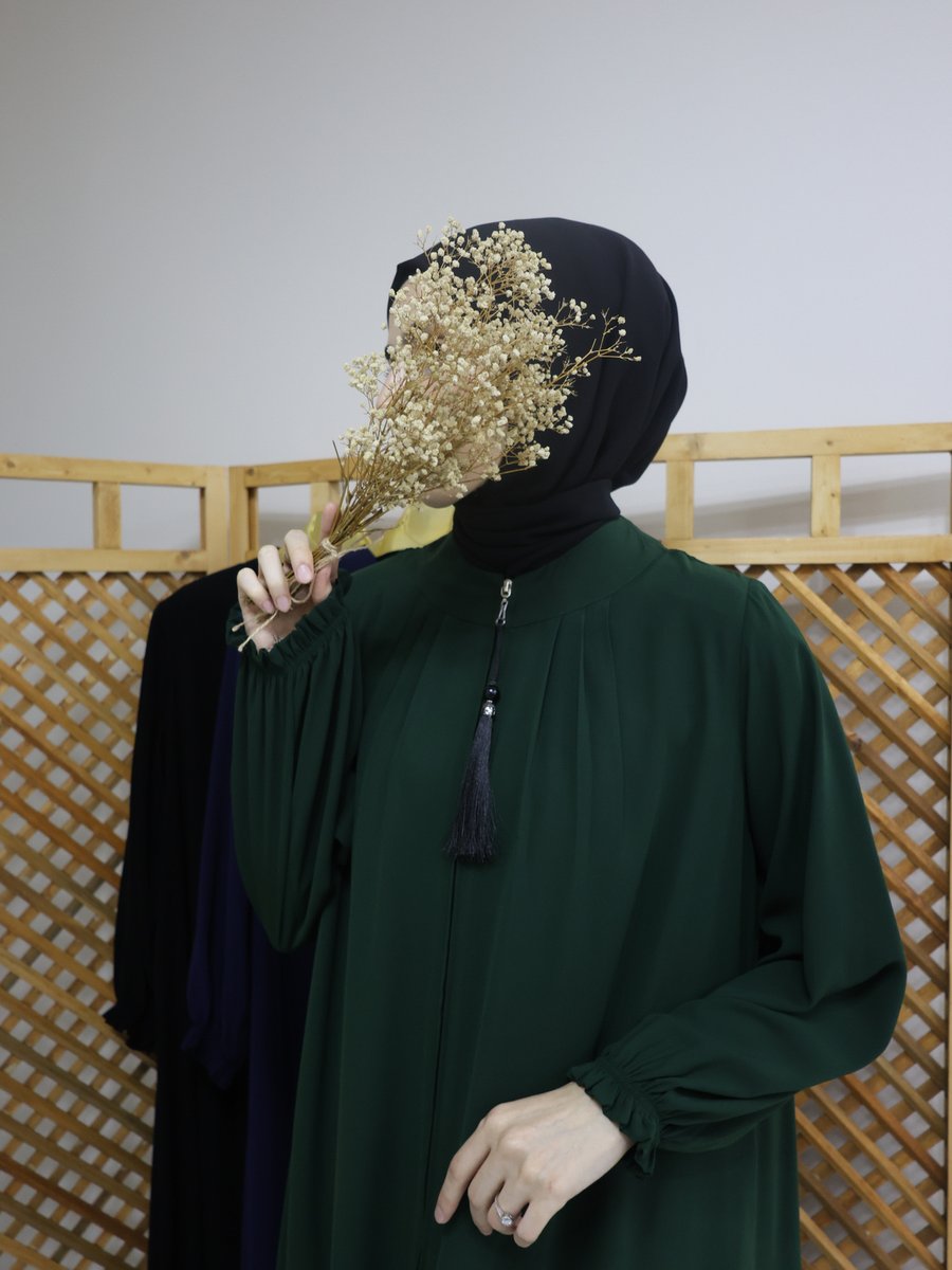 İhya Giyim Pileli Fermuarlı Ferace Modeli