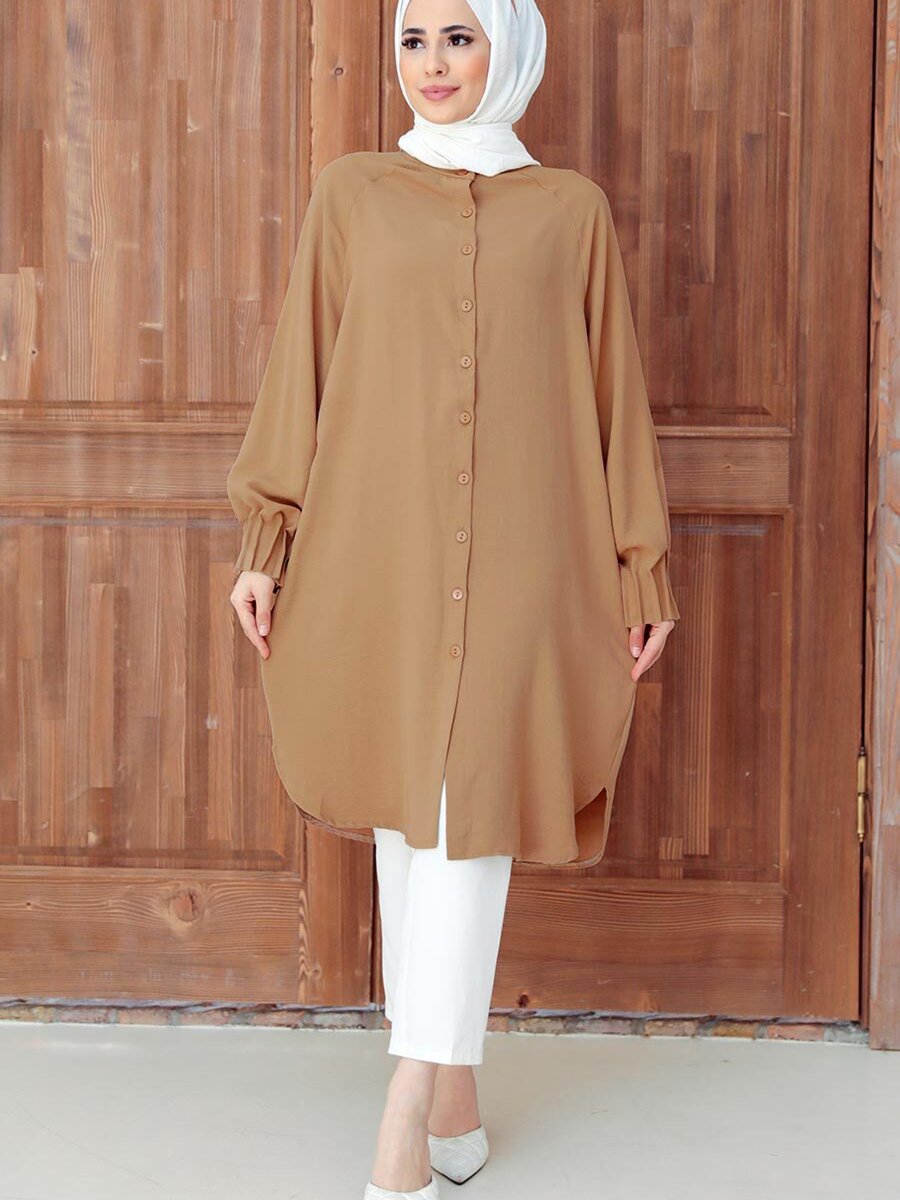 Neva Style Düğmeli Camel Tunik