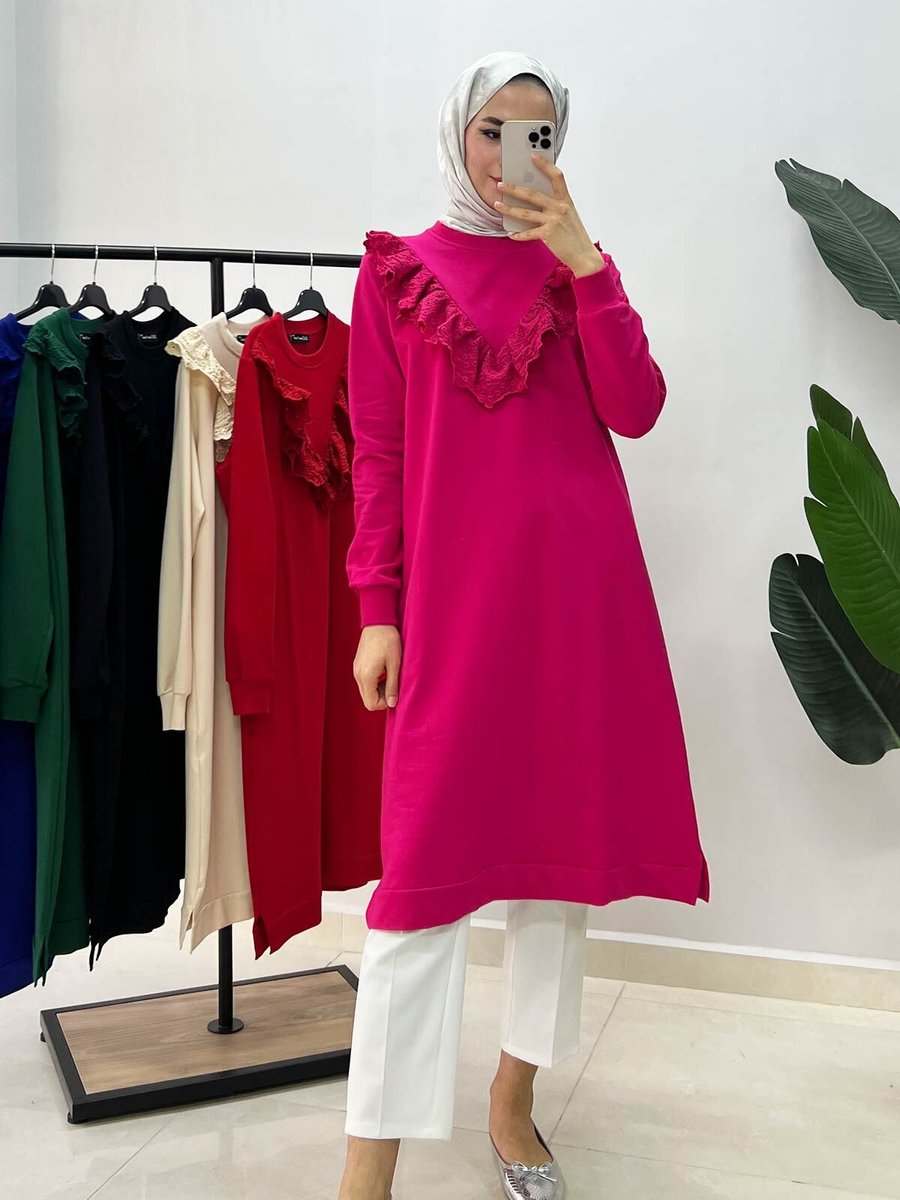 Rimel Moda Fisto Dantelli Tunik Nar