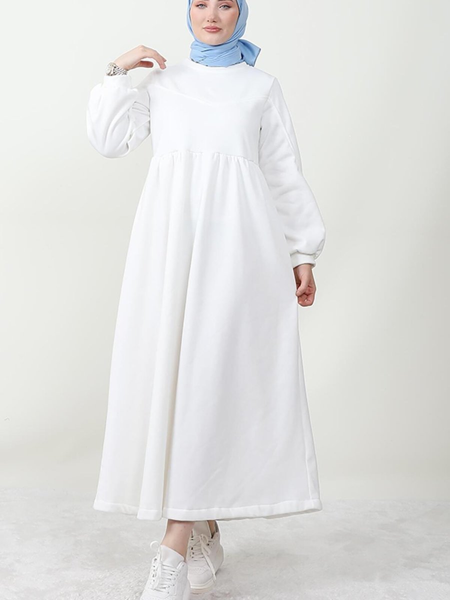 Giza Giyim Oversize Sweat Elbise Beyaz