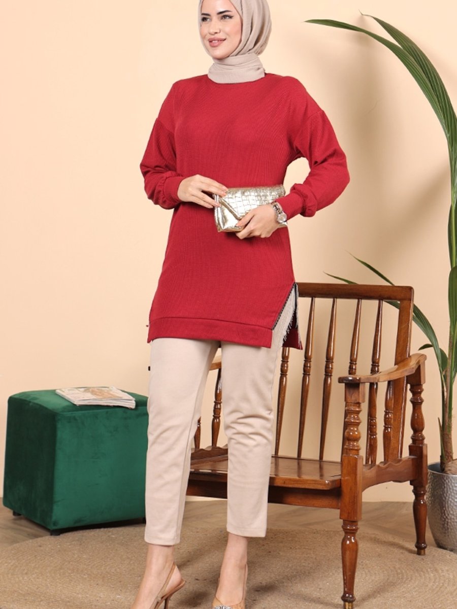 Bestenur Zincirli Tunik Bordo