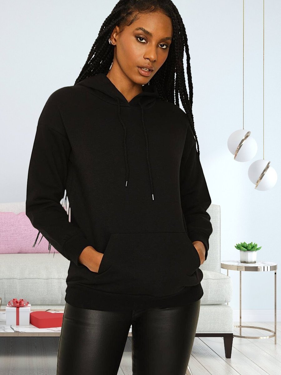 Select Moda Siyah Kapüşonlu Örme Sweatshirt