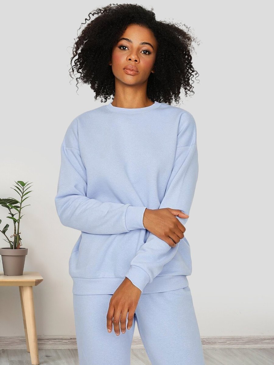 Select Moda Mavi Basic Örme Sweatshirt