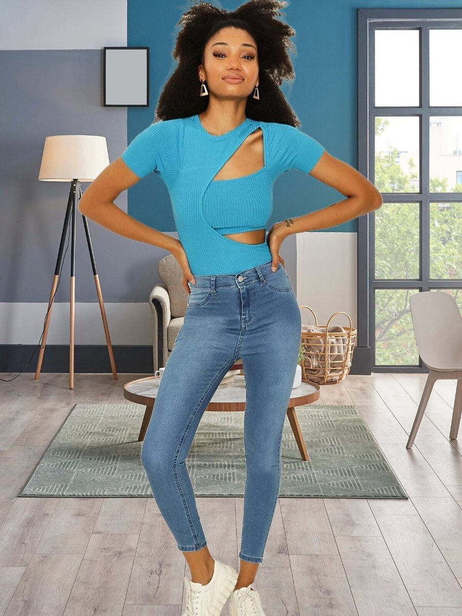 Select Moda Mavi Yüksek Bel Skinny Pantolon
