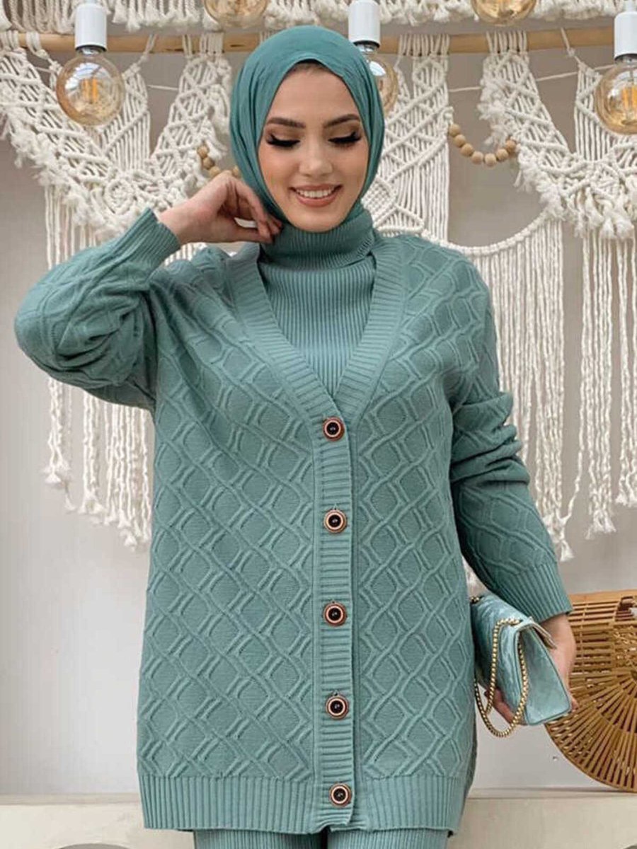 Bym Fashion Triko Hırka Mint