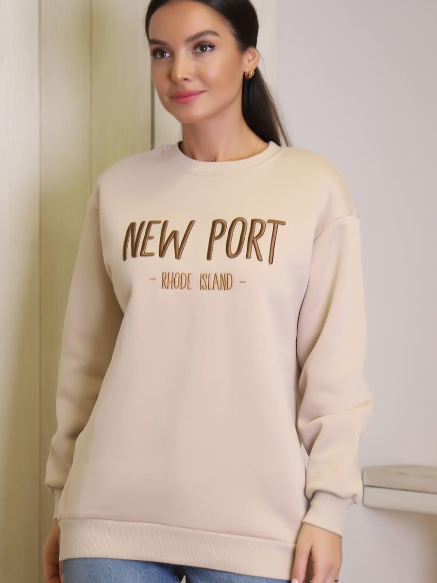Zentoni Bej New Port Baskılı Sweatshirt