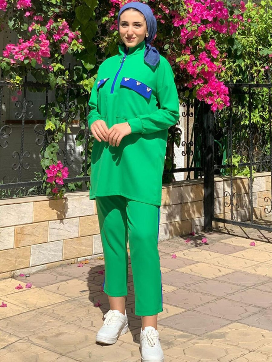 Moda Rosa Saks Benetton Taşlı Cepli Takım