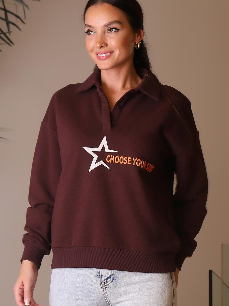 Xint/melek Teks. Bordo V Yakalı Sweatshirt