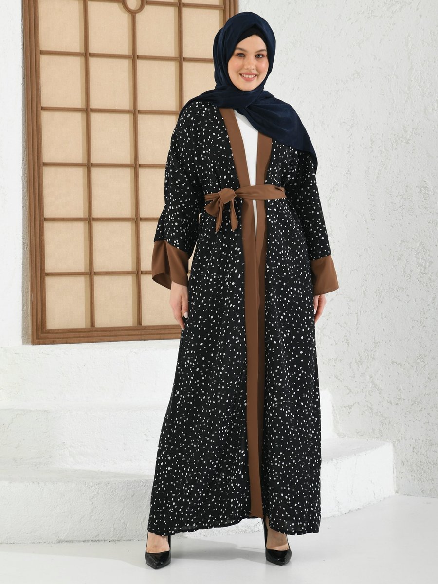 Filizzade Pat Ve Manşet Garnili Abaya Siyah Tarçın