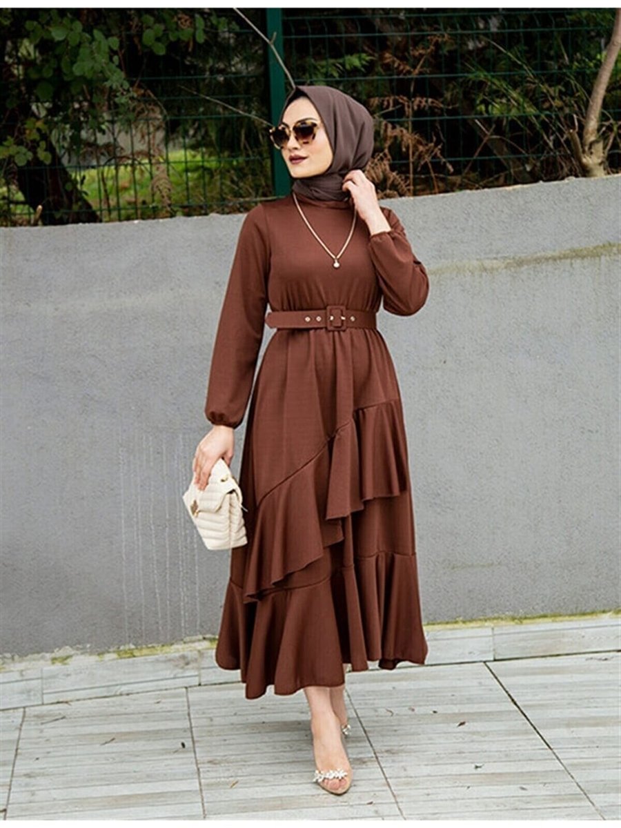 Moda Hevra Volan Katlı Özel Gün Elbisesi