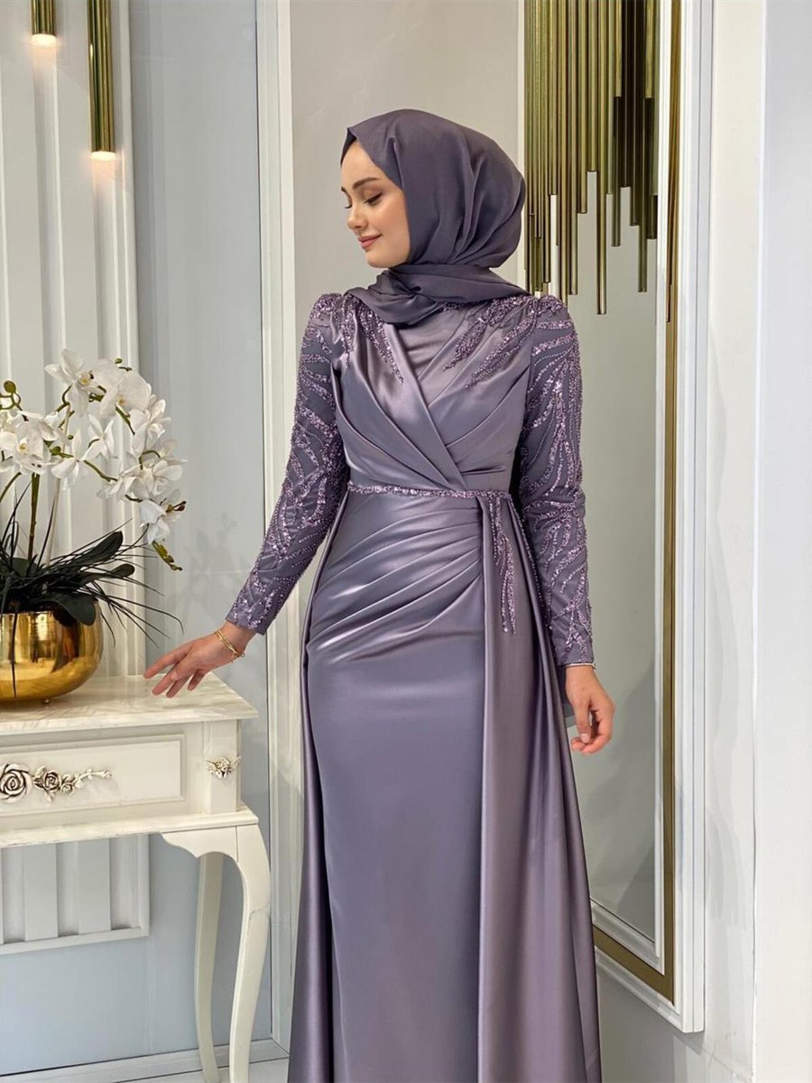 Pınar Şems Akra Abiye Elbise Lila