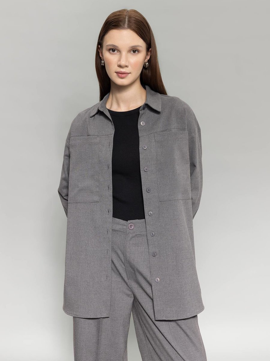 Defacto Relax Fit Gabardin Uzun Kollu Gömlek Tunik