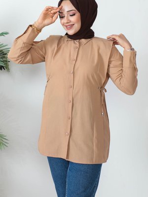 İmajbutik Bisküvi Kuş Gözlü Terikoton Gömlek