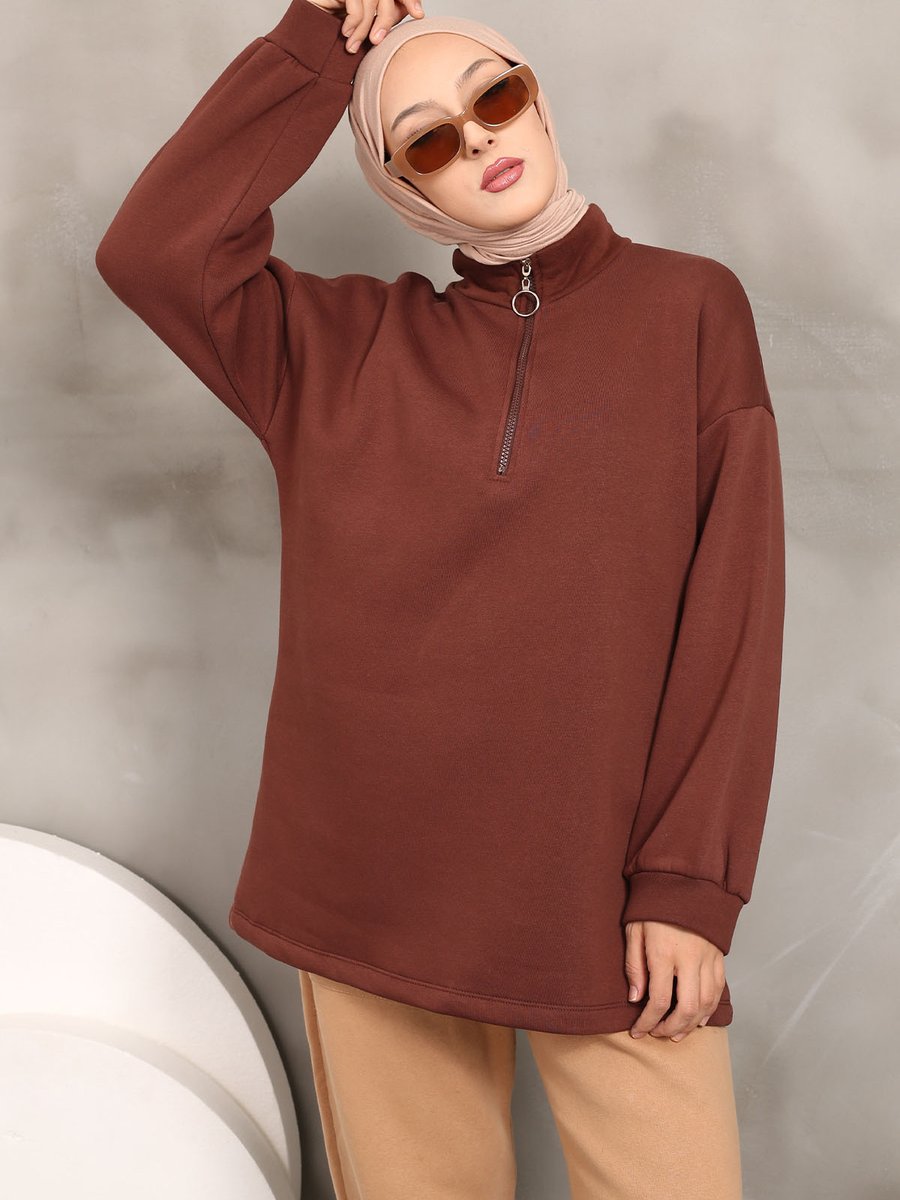 İmajbutik Kahverengi Üç İplik Şardonlu Sweatshirt
