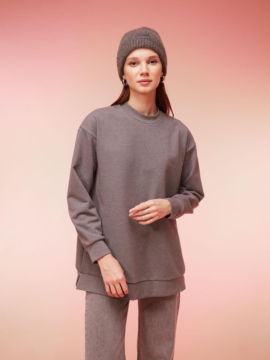 Defacto Regular Fit Bisiklet Yaka Sweatshirt Tunik