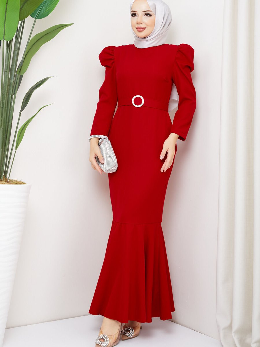 Marwella Akşın Abiye Elbise Kırmızı