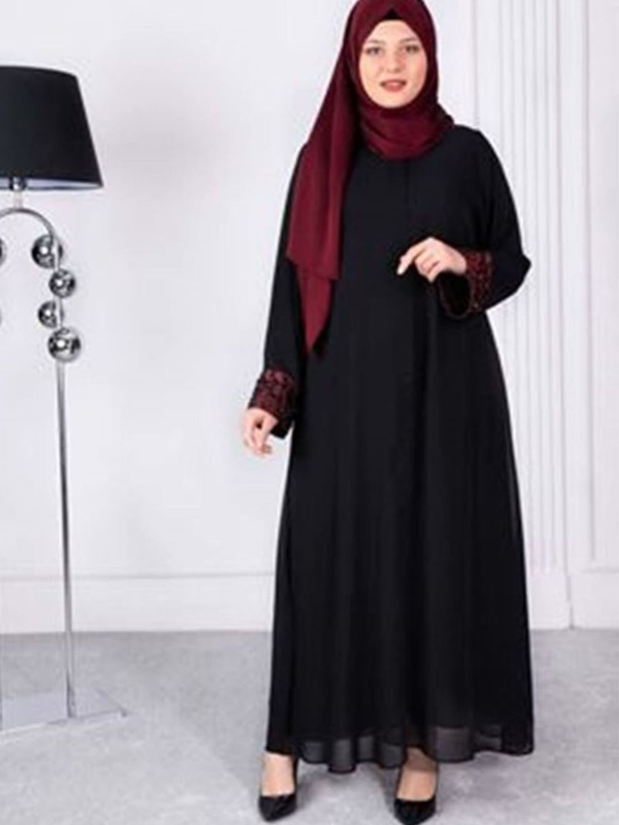 Moda Rosa Bordo Büyük Beden Abaya