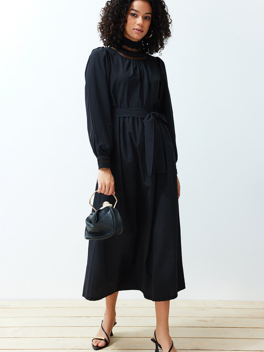 Trendyol Modest Siyah Astarsız Düz Dokuma