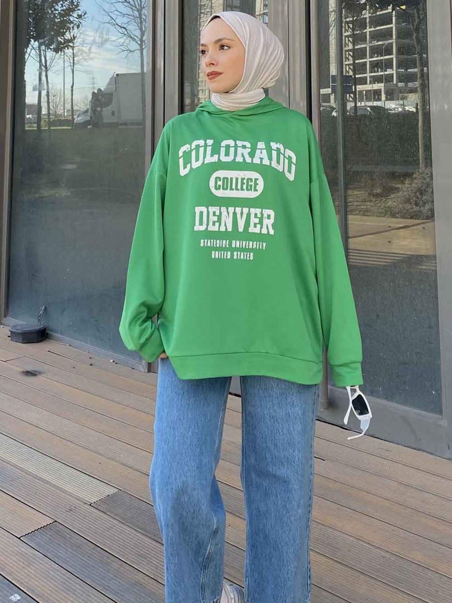 Lamelif Colorado Baskı Detaylı Kapüşonlu Sweatshirt