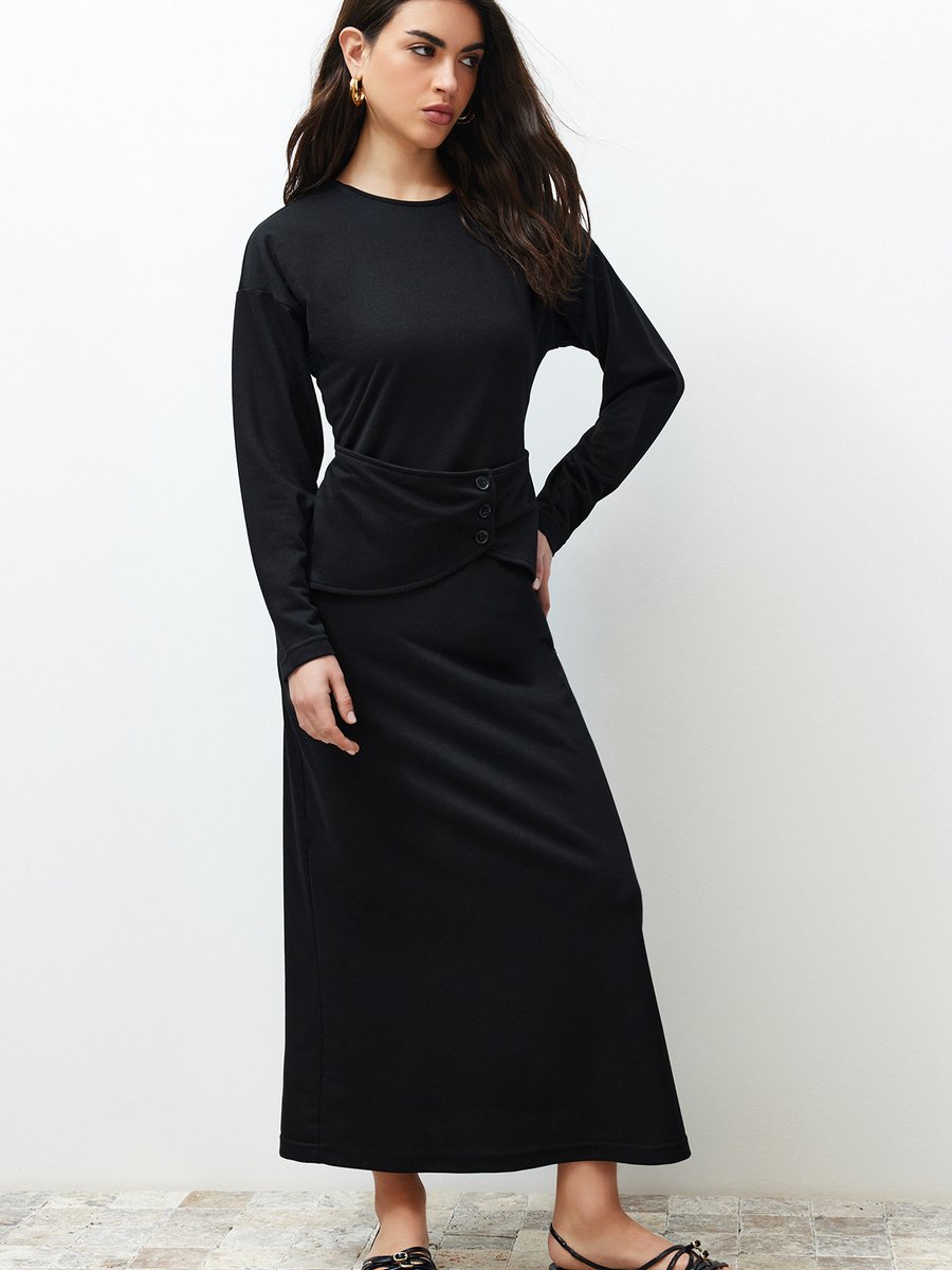 Trendyol Modest Siyah Düz Örme