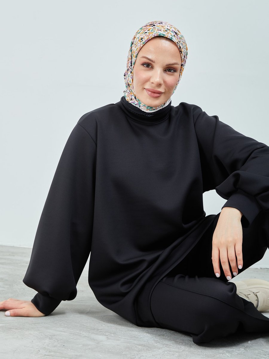 Bayanca Moda Balon Kol Dalgıç Kumaş Tunik