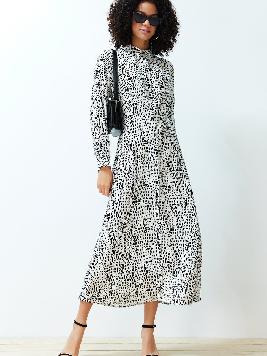 Trendyol Modest Ekru Puantiyeli Dokuma