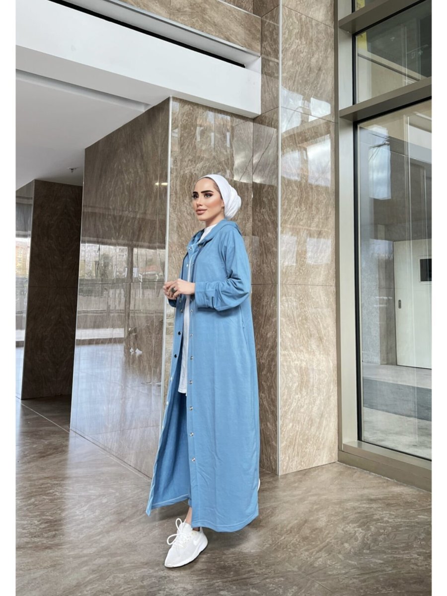 Burcu Tesettür Önden Cıtçıtlı Kap Mavi