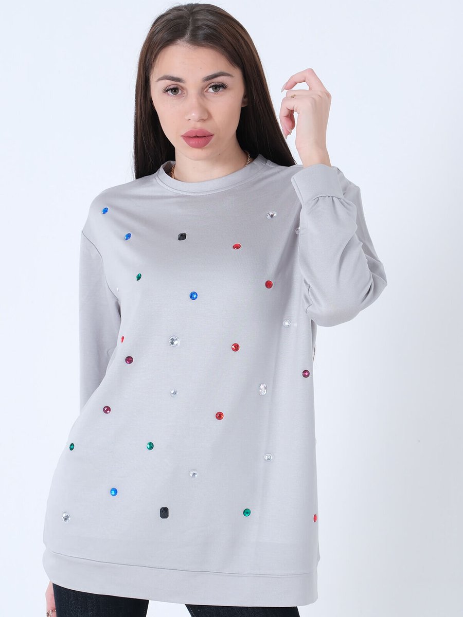 Ardanewline Gri Taşlı Sweat