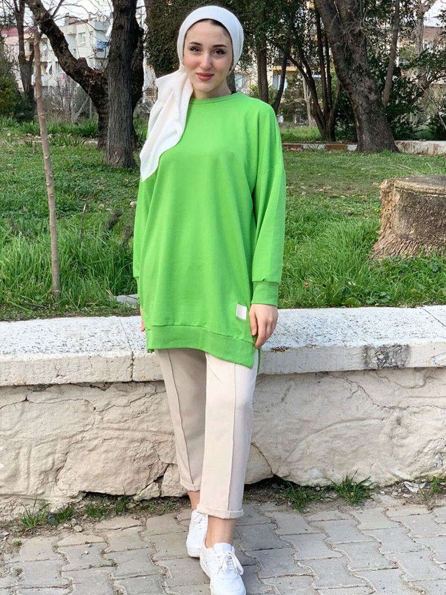 Moda Rosa Çimen Yeşili Soul Puane Basic Kısa Sweat