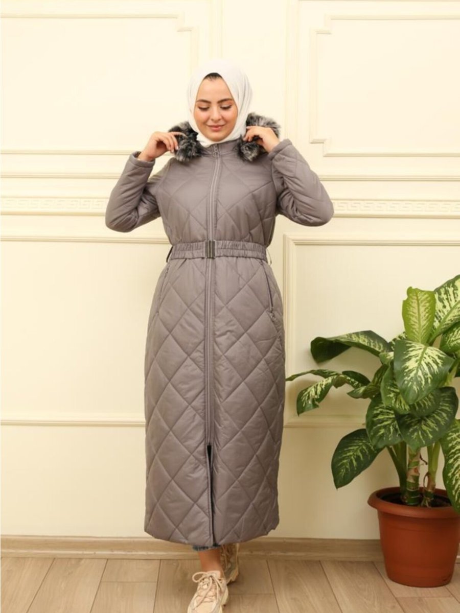 Lurex Moda Kapitone Kürklü Mont