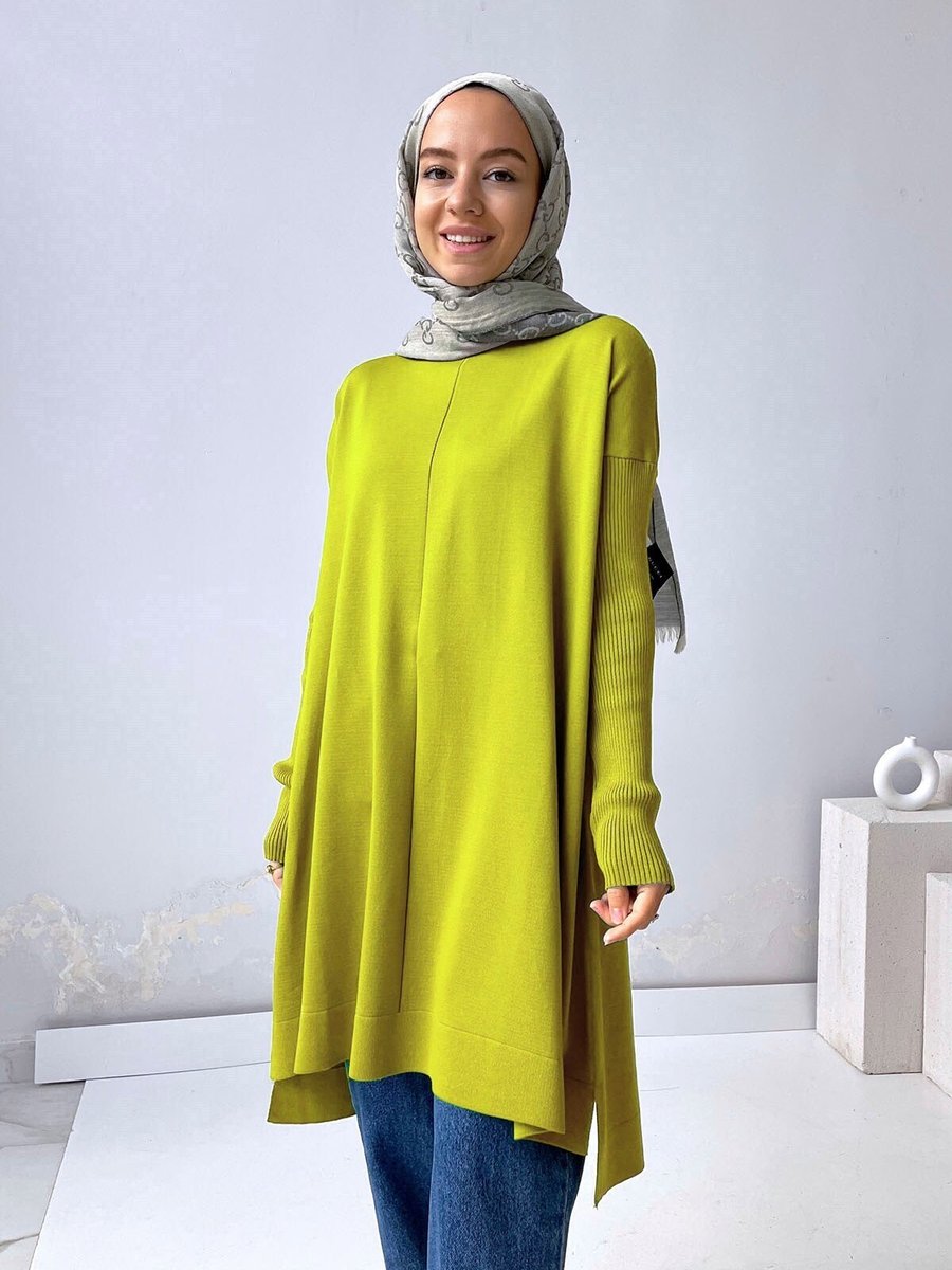 Ka Hijab Mira Merserize Tunik Yağ Yeşili