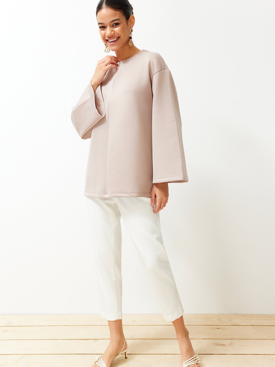 Trendyol Modest Bej Regular Dalgıç/scuba Düz Örme