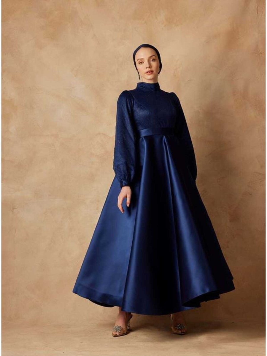 Nur Moda Tekstil Özel Tasarım Üstü Simli Abiye Elbise