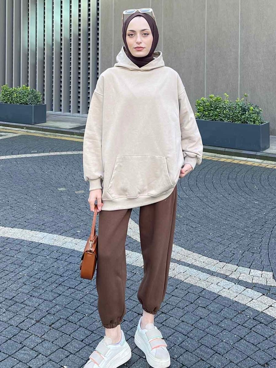 Lamelif Kapüşon Detaylı Kanguru Cep Sweatshirt