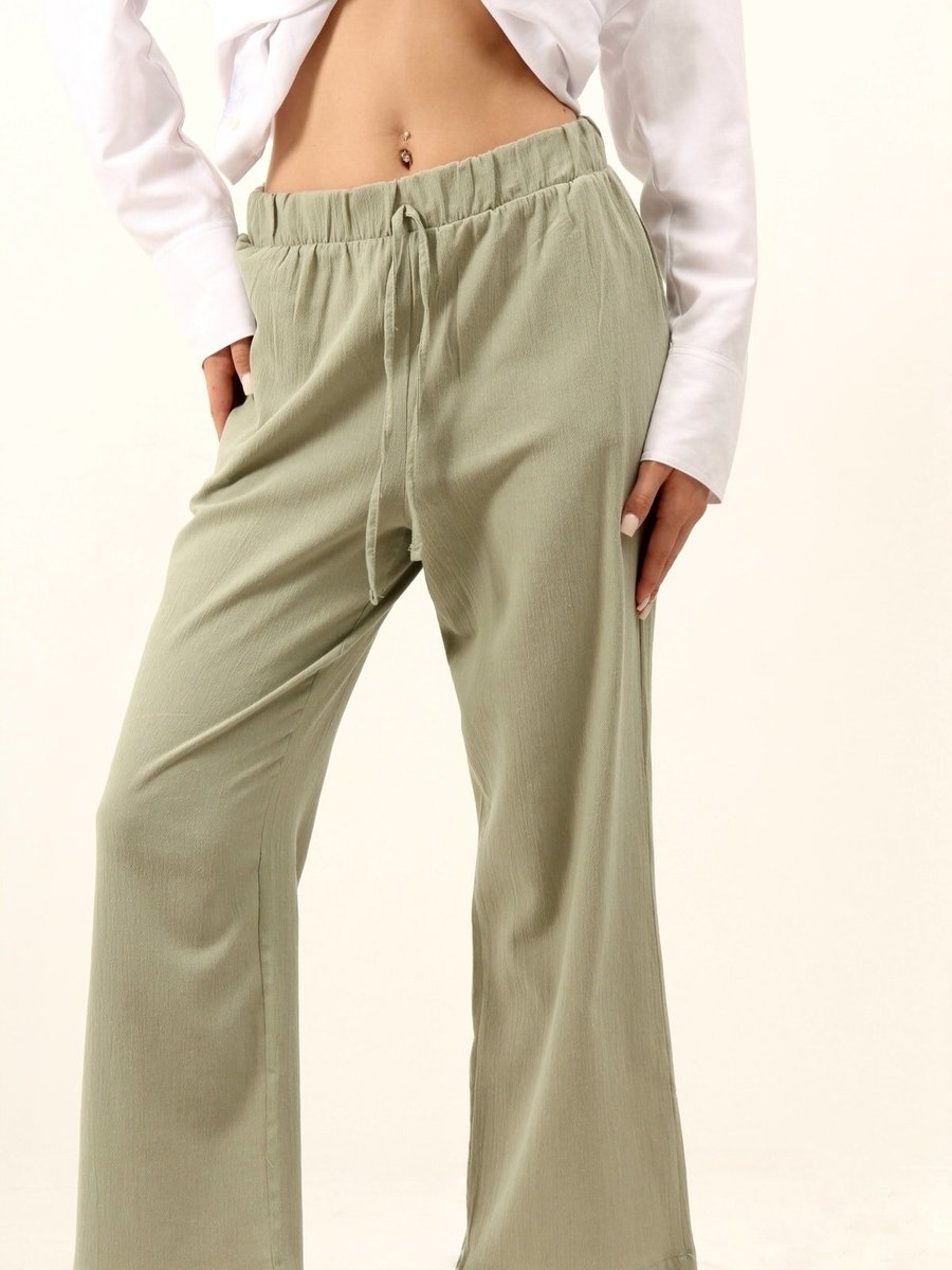 Sd Luxury Yeşil Bel Bağcıklı Pantolon