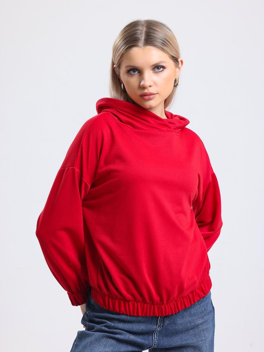 Sd Luxury Kırmızı Yaka Detaylı Beli Lastikli Sweatshirt