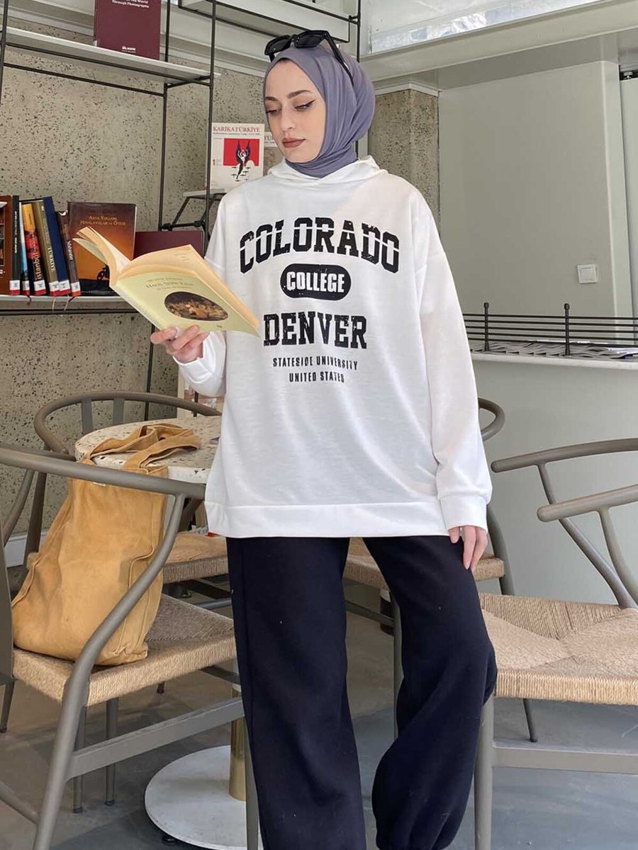 Lamelif Colorado Baskı Detaylı Kapüşonlu Sweatshirt