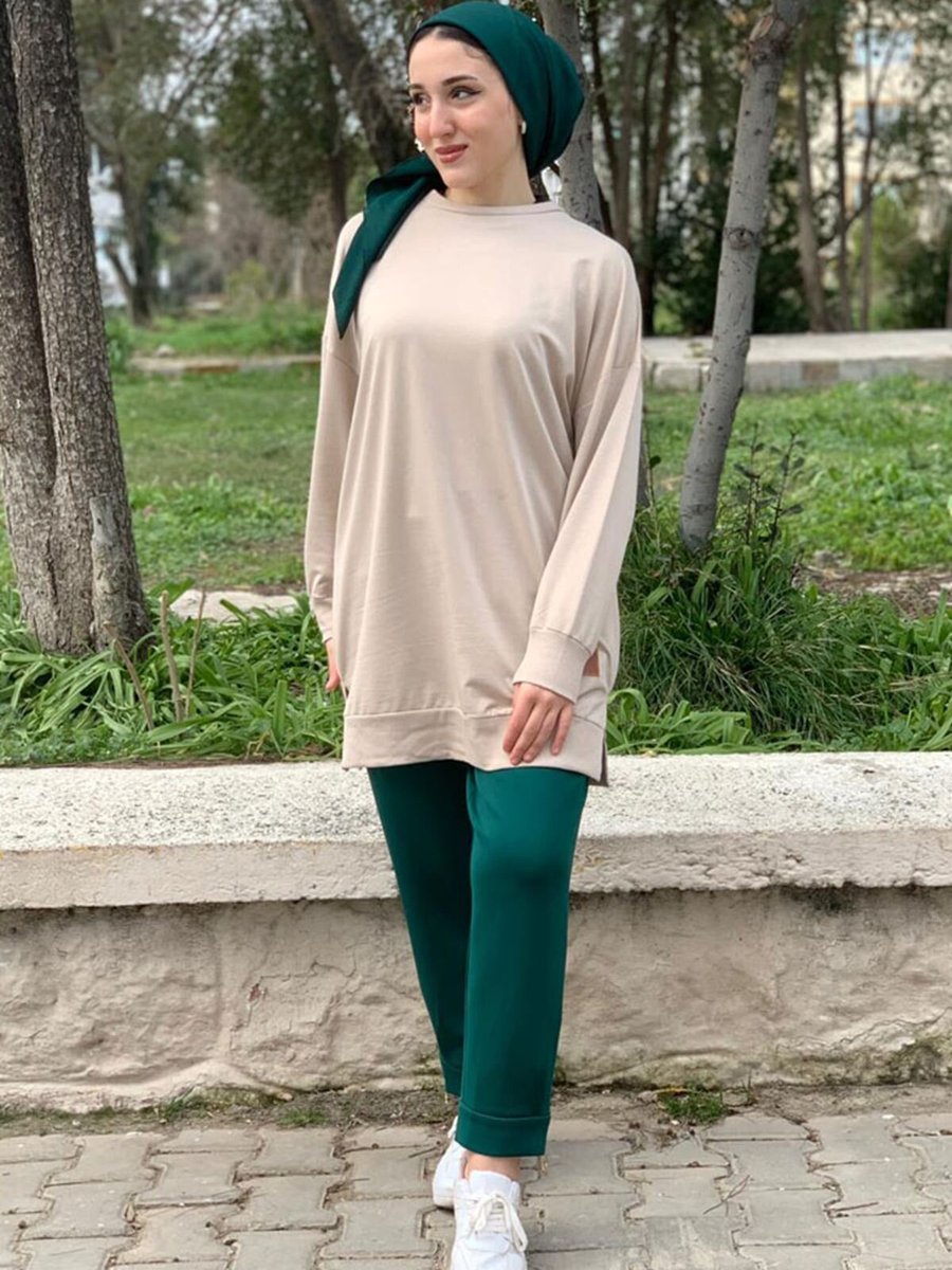 Moda Rosa Koyu Bej Soul Puane Basic Kısa Sweat