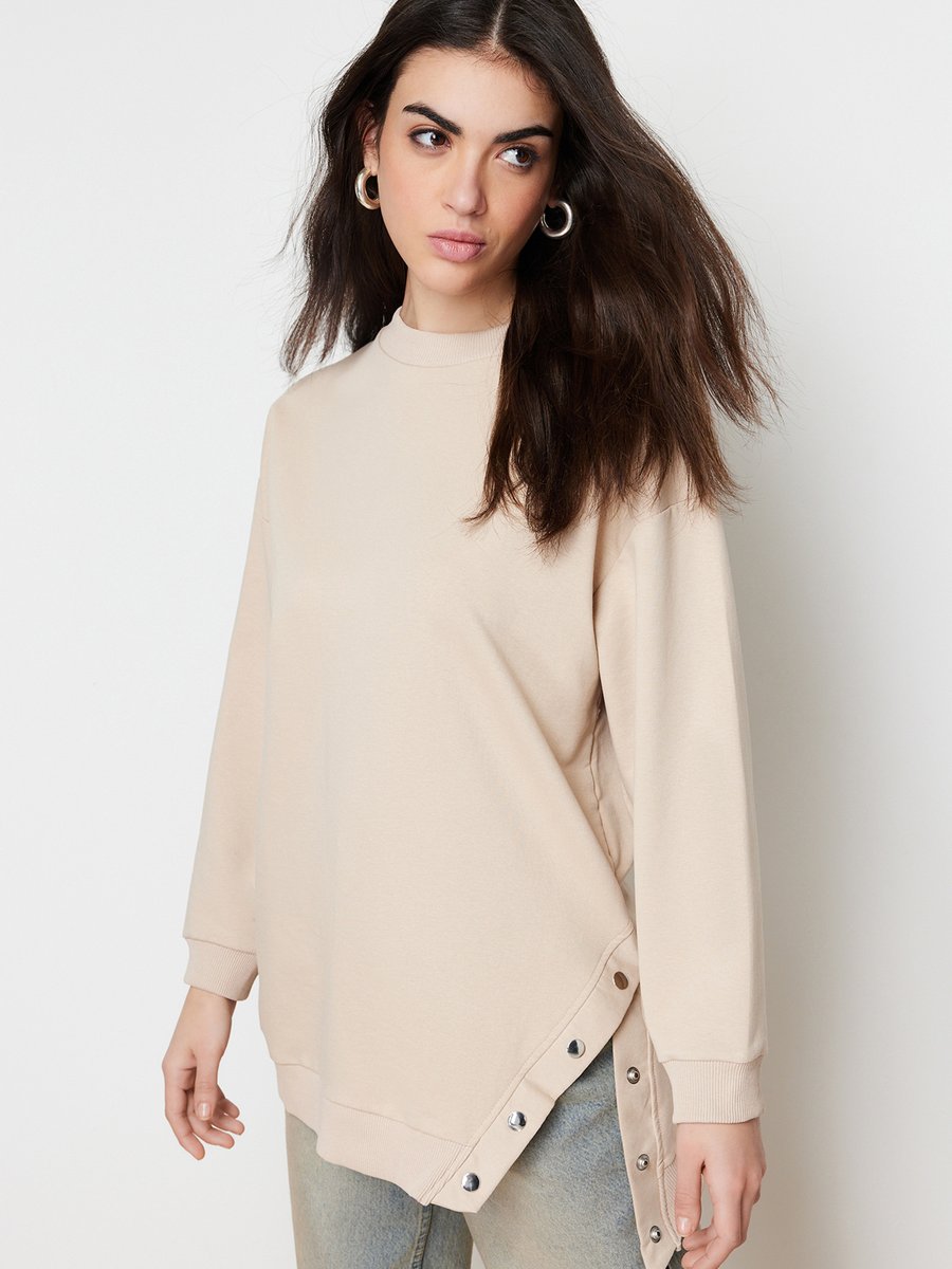 Trendyol Modest Taş Regular/normal Kesim Aksesuarlı Örme Swatshirt