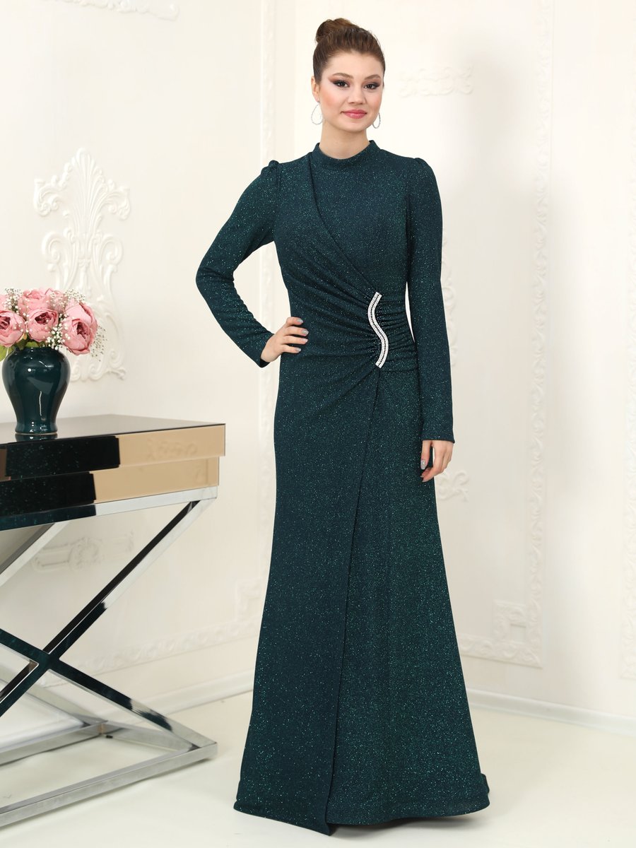 Azra Design Sahra Abiye Elbise Zümrüt