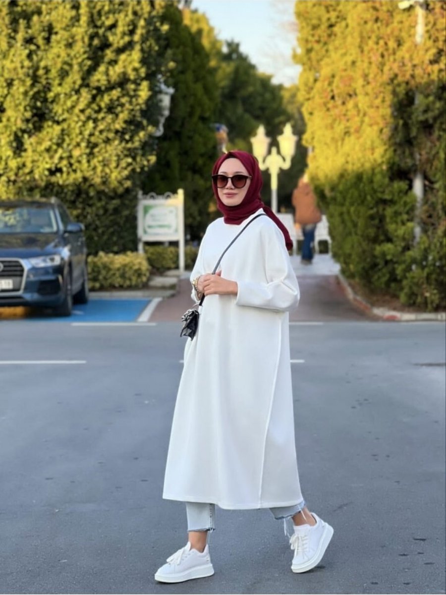 Ns Moda Scuba Tunik Beyaz Model