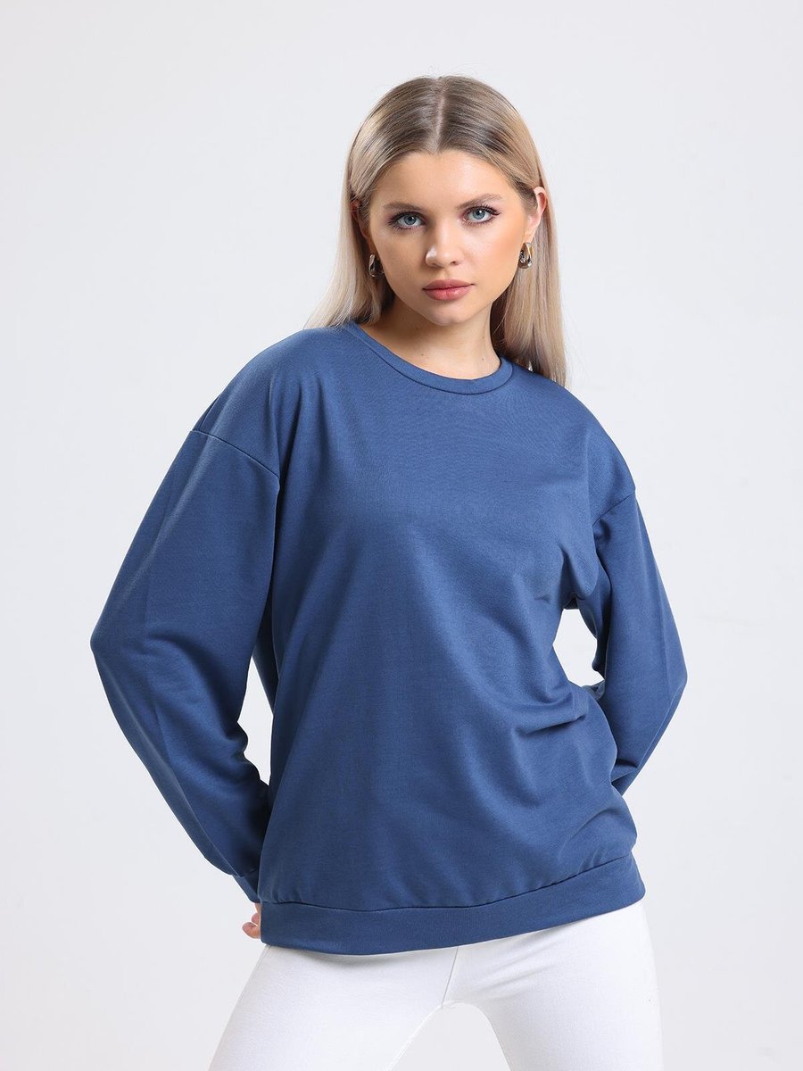 Sd Luxury İndigo Düşük Omuzlu Sweatshirt