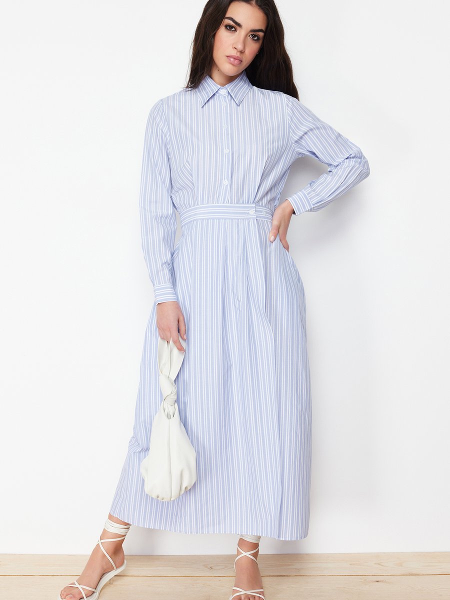 Trendyol Modest Mavi Çizgili Dokuma