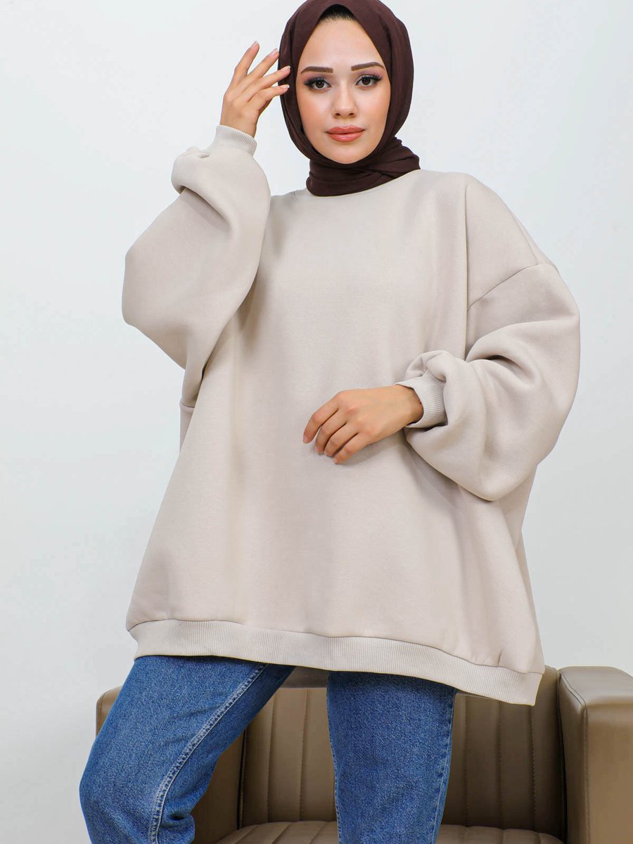 İmajbutik Taş Oversize Üç İplik Şardonlu Sweatshirt