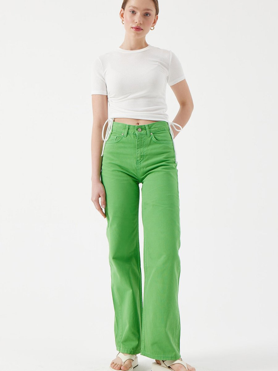Hooopstore Uzun Paça Jean Pantolon Yeşil